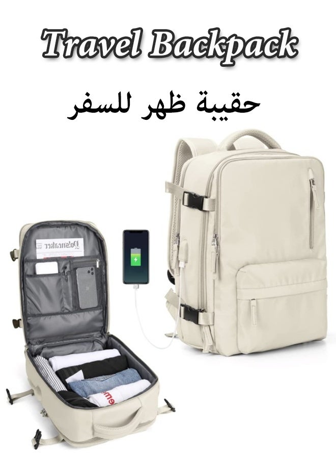 Travel Backpack, Expandable Waterproof Laptop Bag with Independent Shoe Compartment, Hiking Backpack, Waterproof Outdoor Sport Rucksack, School Bag, Multifuctional Luggage Bag, with USB Charge Port,  Casual Daypack on Airplane for Weekender, Work, Business or Any Outdoor Activities - Image 1